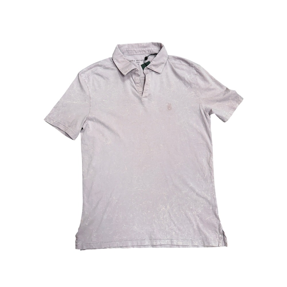 NWT John Varvatos Mens Peace Sign Polo Shirt Dried Petal Acid Wash Small